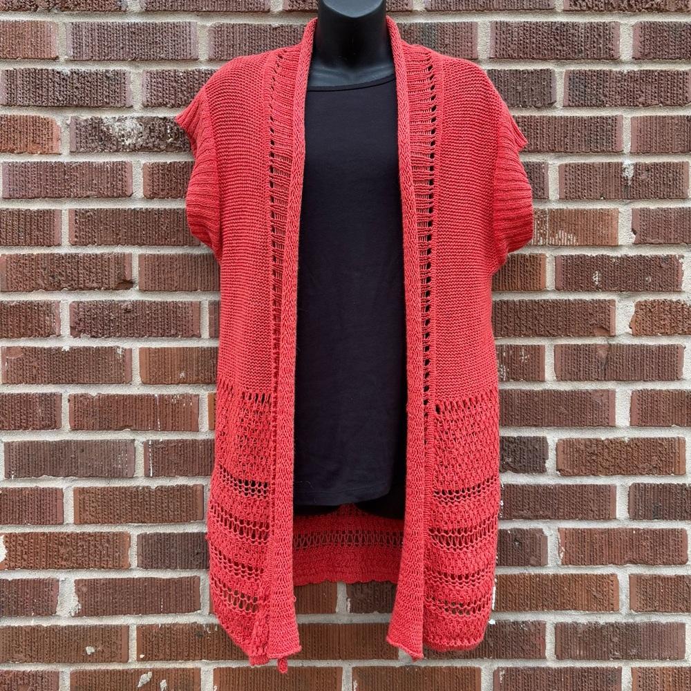 Coldwater Creek Open Cardigan Size S Festival bohemian Cottage Core Linen Blend